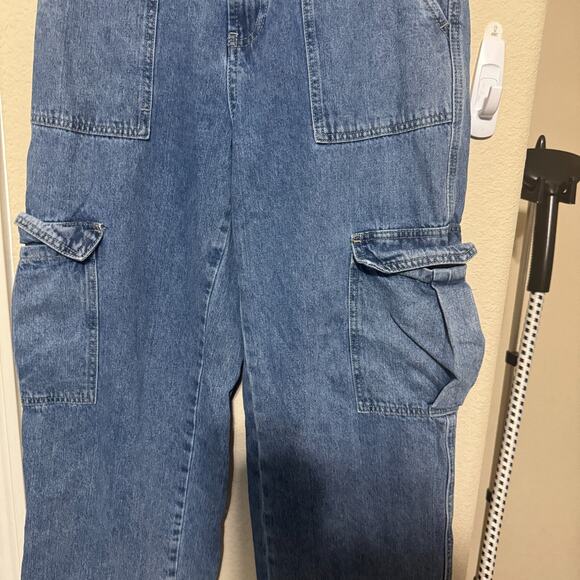 Simple Society Cargo Jeans Women 9/29 Baggy Loose Skater Y2K Utility Pants - Picture 2 of 8